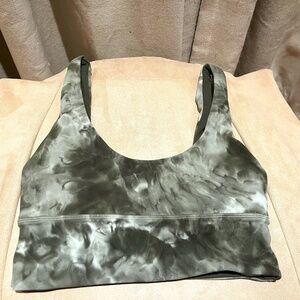 Lululemon Reversible Sports Bra Green & White Tie Dye Size 2
